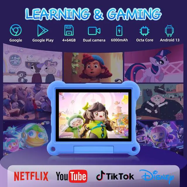 Alt view image 4 of 5 - ADREAMER Tablet for Kids 10 inch Android 13 with Octa Core 64GB, Cellular+WiFi+GPS, Parental Control, Pre-intalled iWaWa, EVA Case, 6000mAh, Kids Tablet with SIM Card Slot.