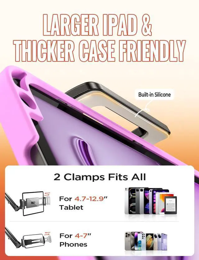 Alt view image 3 of 5 - LISEN 2025 Game Streaming Accessories for iPad iPhone Holder for Desk Bed, for Kindle Stand Holder for Bed Reading Game Accessories for Nintendo Switch Kindle Paperwhite Oasis 4-12.9
