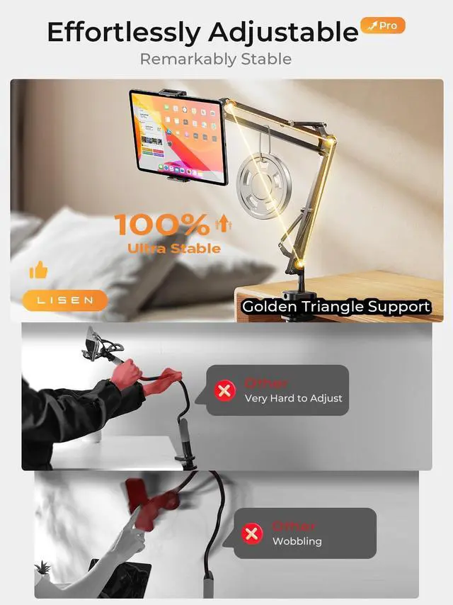Alt view image 5 of 5 - LISEN 2025 Game Streaming Accessories for iPad iPhone Holder for Desk Bed, for Kindle Stand Holder for Bed Reading Game Accessories for Nintendo Switch Kindle Paperwhite Oasis 4-12.9