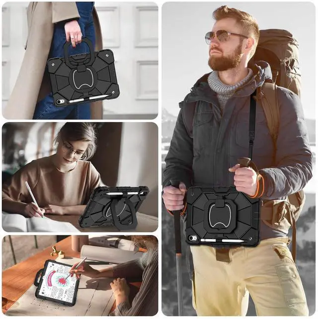 Alt view image 5 of 5 - WESOROL Case for iPad (A16) 11th Generation 11 Inch (2025),iPad 10th Generation 10.9 Inch (2022),Full-Body Drop Protection i Pad Case 10th Gen Kids Friendly with Rotating Stand Screen Protector,Black
