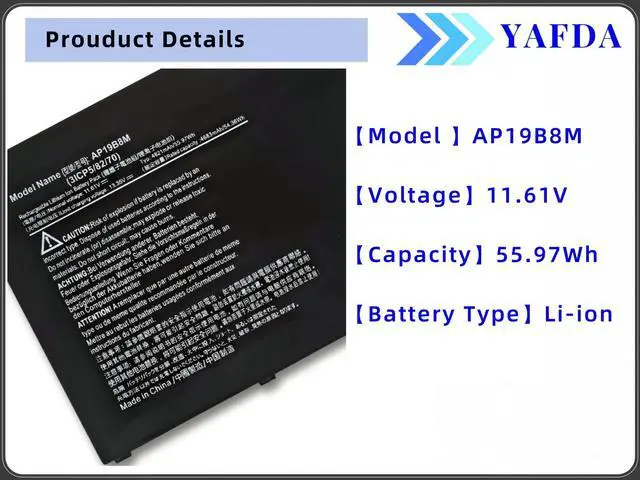Alt view image 3 of 5 - Yafda AP19B8M New Laptop Battery Replacement for Acer Swift 3 SF314-59 SF314-59-78Z8 SF314-59-56F2 TravelMate P4 TMP414-51 TMP414-51-54HA Porsche Design Book RS AP714-51GT-75VS Series