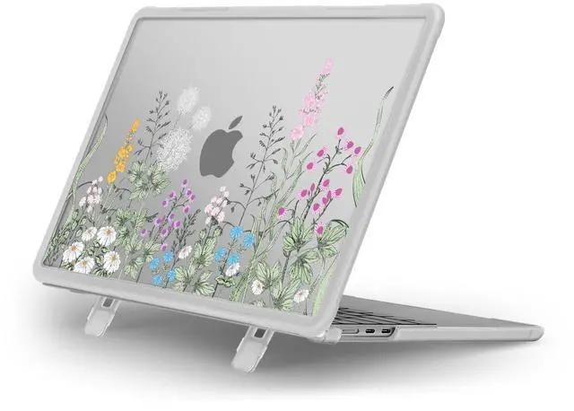 Main image of MOSISO Compatible with MacBook Air 13 inch Case 2025 2024 2023 2022 M4 A3240 M3 A3113 M2 A2681, Lush Weeds Heavy Duty Shockproof Hard Shell with Fold Kickstand for MacBook Air 13.6 inch, Transparent