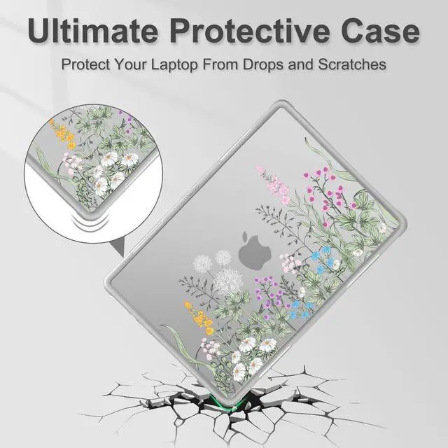 Alt view image 3 of 5 - MOSISO Compatible with MacBook Air 13 inch Case 2025 2024 2023 2022 M4 A3240 M3 A3113 M2 A2681, Lush Weeds Heavy Duty Shockproof Hard Shell with Fold Kickstand for MacBook Air 13.6 inch, Transparent