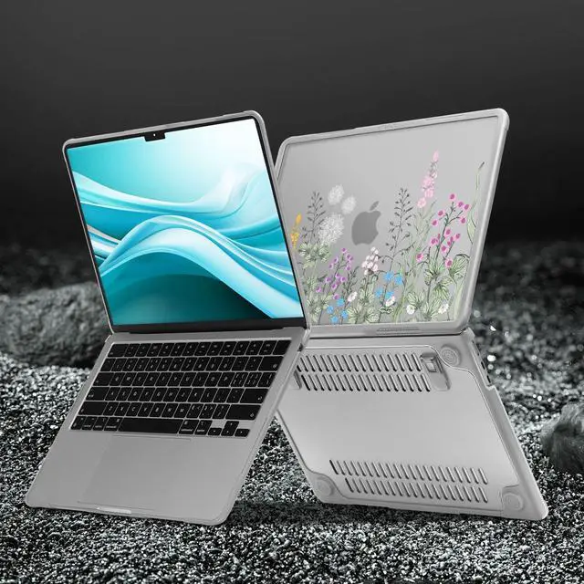 Alt view image 5 of 5 - MOSISO Compatible with MacBook Air 13 inch Case 2025 2024 2023 2022 M4 A3240 M3 A3113 M2 A2681, Lush Weeds Heavy Duty Shockproof Hard Shell with Fold Kickstand for MacBook Air 13.6 inch, Transparent