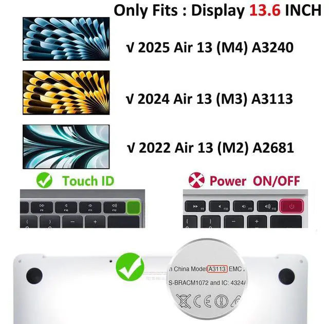 Alt view image 2 of 5 - HXCASEAC Case Compatible with MacBook Air 13.6 inch Case 2025 2024 2022 / M4 M3 M2, Anti-Scratching Protective Hard Cover with Foldable Stand A3240 A3113 A2681 - Purple