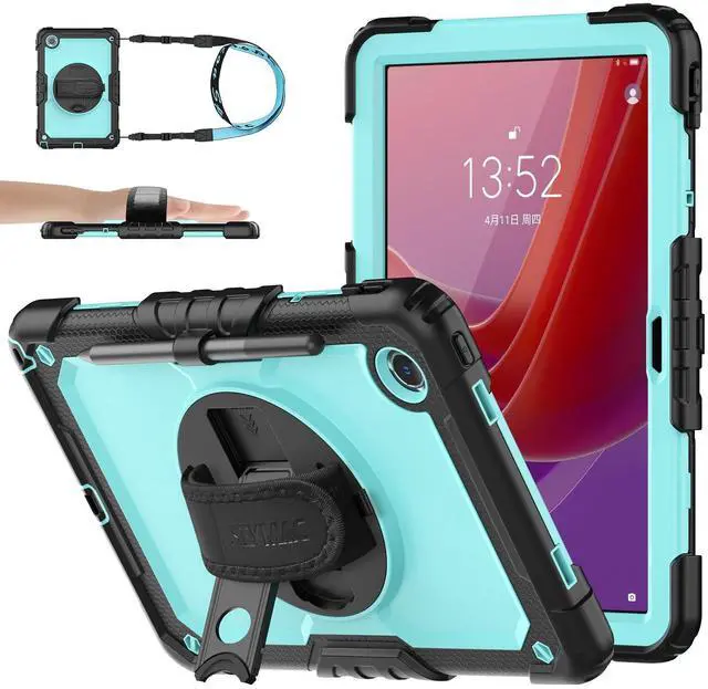 Main image of SEYMAC stock Tablet Case for Lenovo Tab M11 (TB-330FU/TB-330XU) 11 inch Drop-Proof Protection Cover with 360° Rotate Stand & Strap [Pen Holder] & Screen Protector/K11/Xiaoxin Pad 2024, Sky Blue+Black