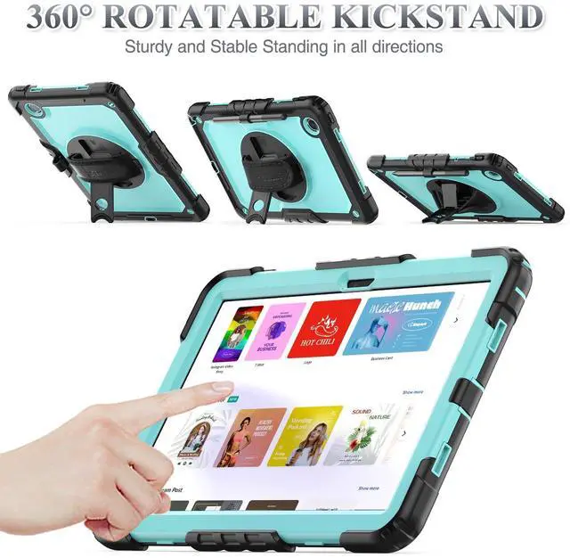Alt view image 4 of 5 - SEYMAC stock Tablet Case for Lenovo Tab M11 (TB-330FU/TB-330XU) 11 inch Drop-Proof Protection Cover with 360° Rotate Stand & Strap [Pen Holder] & Screen Protector/K11/Xiaoxin Pad 2024, Sky Blue+Black