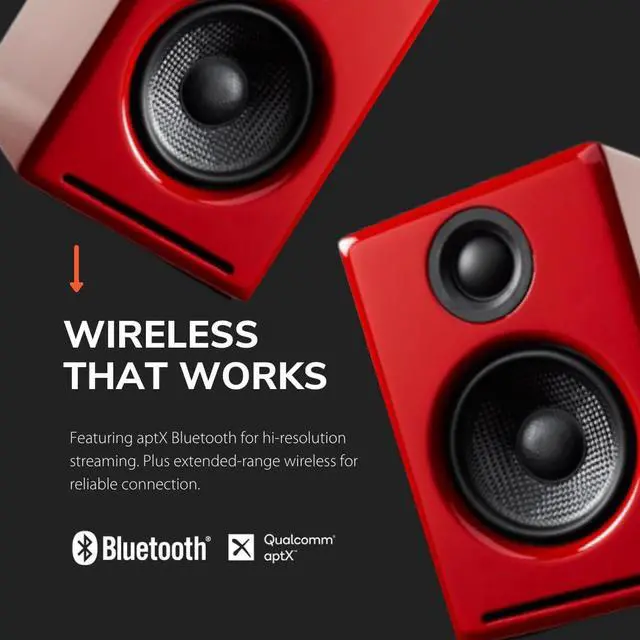 Alt view image 3 of 5 - Audioengine A2 Red Computer Speakers with 210W S6 Subwoofer and DS1 Stands