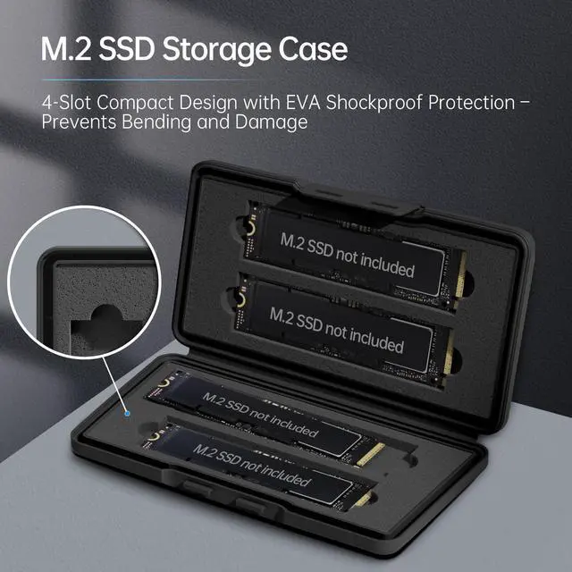 Alt view image 2 of 5 - AMZPILOT M.2 NVMe & SATA to USB C Docking Station Plastic + 4 Slots M.2 2280 2260 2242 2230 Storage Box Blue, Eco-Friendly Shockproof Water-Resistant M.2 SSD Holder with Label & Notepaper