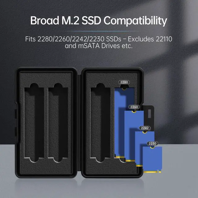Alt view image 3 of 5 - AMZPILOT M.2 NVMe & SATA to USB C Docking Station Plastic + 4 Slots M.2 2280 2260 2242 2230 Storage Box Blue, Eco-Friendly Shockproof Water-Resistant M.2 SSD Holder with Label & Notepaper