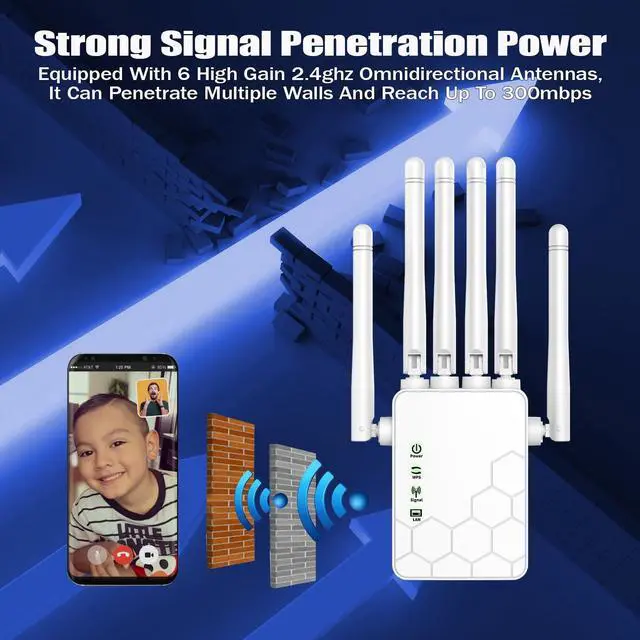Alt view image 3 of 5 - 2025 New WiFi Extender Signal Booster, New Faster WiFi Extender Booster with 6 Antennas, 2 Ethernet Port,Coverage up to 11000 sq.ft, Long Range WiFi Repeater Wireless Router Amplifier,1-Tap Easy Setup