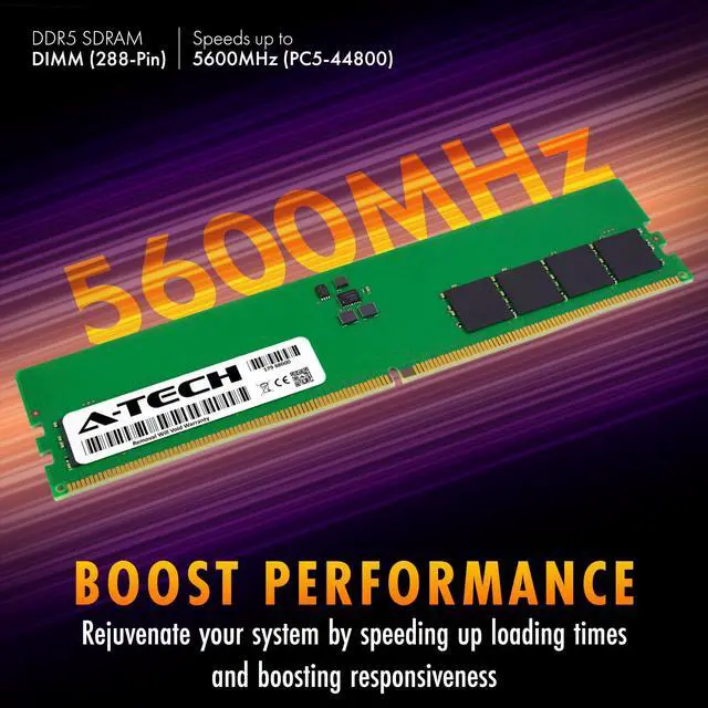 Alt view image 2 of 5 - A-Tech 16GB DDR5 5600MHz PC5-44800 CL46 UDIMM 1.1V Non-ECC Unbuffered DIMM 288-Pin Desktop PC/Computer RAM Memory Upgrade Module