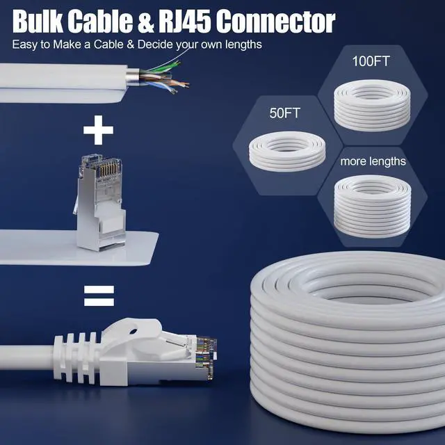 Alt view image 3 of 5 - Cat 6 Ethernet Cable Shielded 132ft (6 RJ45), Cat 6 Outdoor Ethernet Cables 23 AWG, Waterproof, Direct Burial, In-Ground, POE, UV Jacket, Copper-Clad Aluminum, Internet, Cat6 Cable for Router, Gaming
