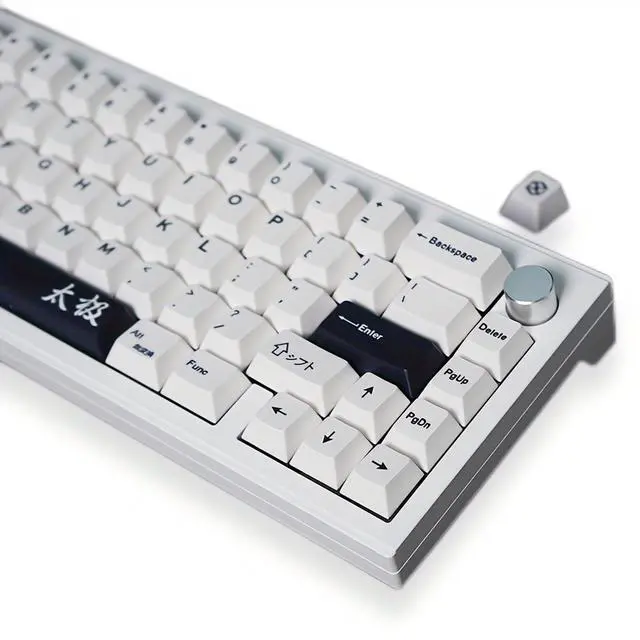 Alt view image 2 of 5 - Gliging Black White Keycaps 133 Keys Cherry Profile Keycap DYE-Sub Suitable for 60/64/68/104 Mechanical Keyboard