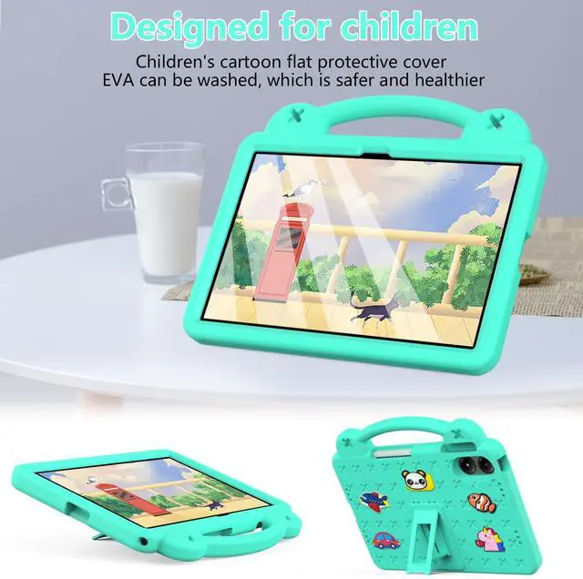 Alt view image 3 of 5 - YRH for Onn 12.1 Tablet Pro Case 2024 (Model 100146663), Kids EVA Cover with Strap Stand Handle for Walmart Surf Onn Tablet Case 12.1 inch, Green