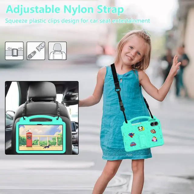 Alt view image 2 of 5 - YRH for Onn 12.1 Tablet Pro Case 2024 (Model 100146663), Kids EVA Cover with Strap Stand Handle for Walmart Surf Onn Tablet Case 12.1 inch, Green