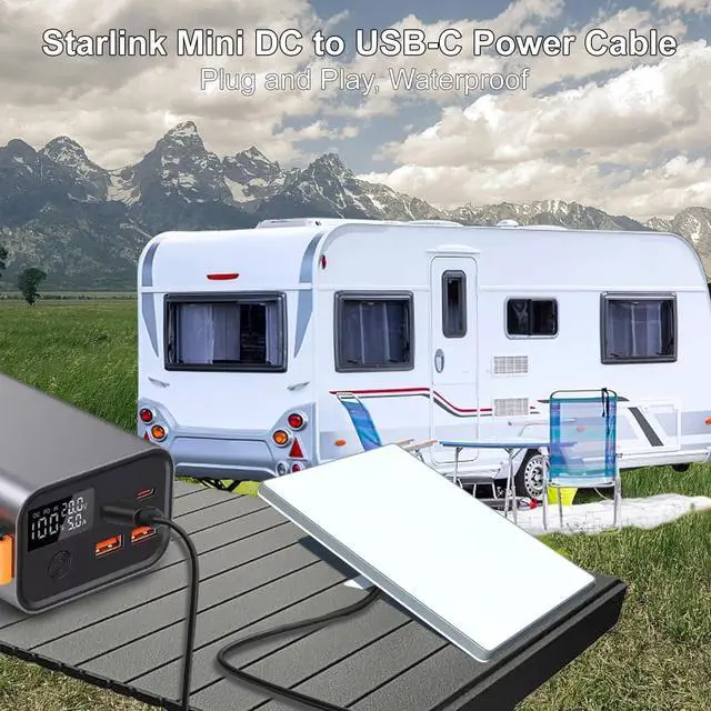 Alt view image 2 of 5 - Starlink Mini USB C to DC Power Cable, 16.4FT/5M Type-C to DC Power Cable for Starlink Mini, PD 20V USB-C Input to DC Male Output Waterproof, Compatible 65W PD 20V Protocol Power Supply/Source (5M)