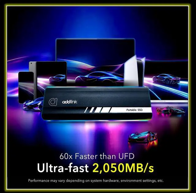 Alt view image 2 of 5 - Addlink P21 1TB Portable External SSD, Up to 2,000MB/s Read, USB 3.2 Gen 2x2, Lightweight Storage for Photography, Video, Gaming and Fast backups, for PC Laptop Mac Windows Linux Android PS4 PS5