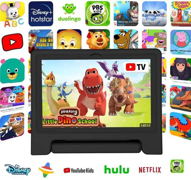 Alt view image 5 of 5 - Tablet for Kids Age 3-12 10.1 inch Android 14 6000mAh 8GB RAM+64GB ROM(Expandable to 1TB Kids Tablet WiFi6 Google Kids Space Parental Control 1280 * 800 HD Screen - Black