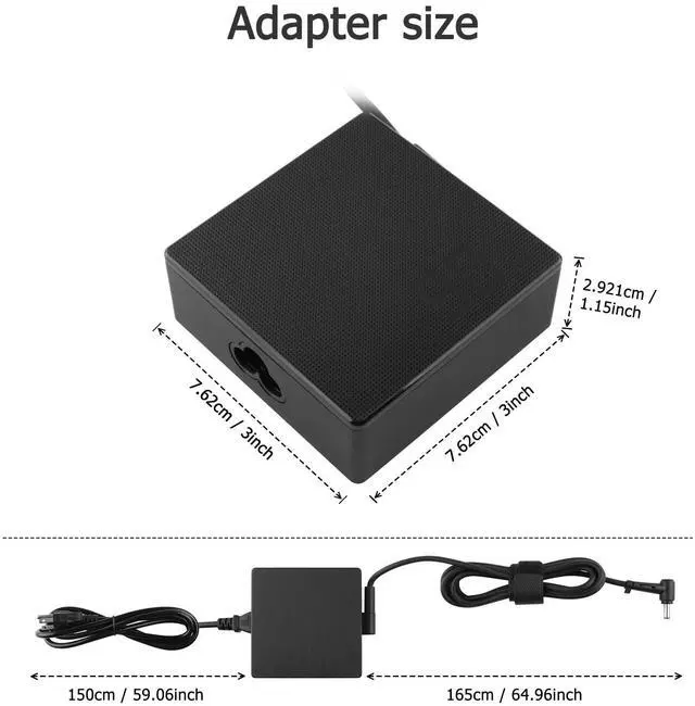 Alt view image 4 of 5 - 90W Charger for Asus Vivobook 14X 15X S 14 S 15 S 16 OLED K3405 K3405VA K3405VF M3504 M3504YA S3504YA K5404 K5404VA K5504 K5504VA K5504VN S 16 Flip TP3604 TP3604VA-DS51T A19-090P2A 4.5/3.0mm