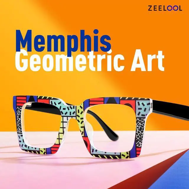 Alt view image 5 of 5 - Zeelool Sqaure Blue Light Blocking Glasses, Acetate Glasses Frame for Men Eyeglasses with Clear Lenses Anti Eyestrain & UV from Computer/TV/Phone ZJGA236887-01B