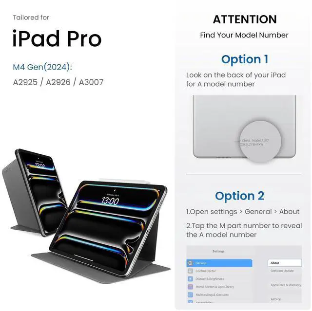 Alt view image 2 of 5 - tomtoc iPad Pro Detachable Folio Case for 2024 New 13 Inch iPad Pro M4 Only, Separable Slim Protective Panel & 4-Modes with Ultra-Light Fiberglass Material, Support Apple Pencil Pro & Auto Wake/Sleep