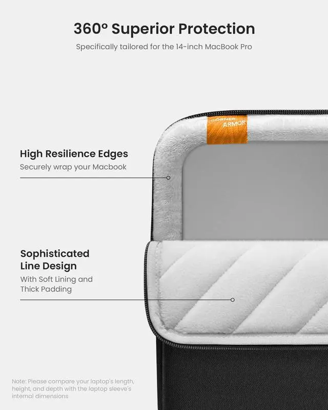 Alt view image 4 of 5 - tomtoc 14-inch 360 Protective Laptop Sleeve & Electronic Organized Case, S