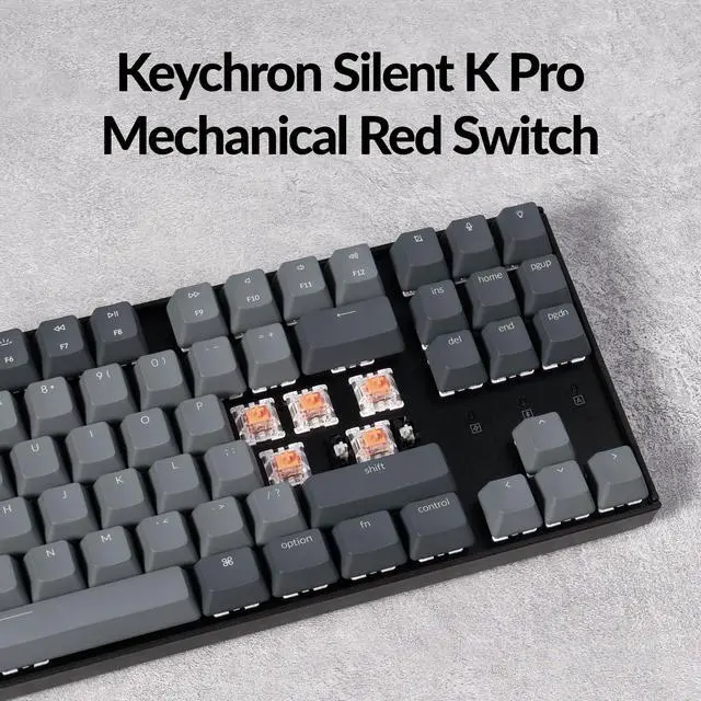 Alt view image 4 of 5 - Keychron K8 Wireless Mechanical Keyboard  Silent Red Switch for Quiet Office and Gaming, TKL 87 Keys, Soft White LED Backlight, Bluetooth & USB-C Wired Connectivity, Compatible with Mac and Windows