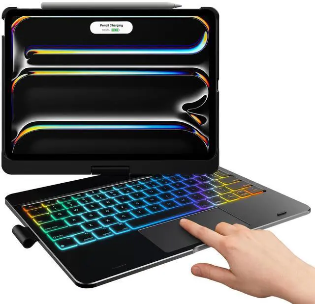 Main image of typecase Touch Keyboard Case for iPad Pro 11-inch(M4) 2024,Wireless Keyboard with 11 Colors Backlight,360°Rotatable Protective Case with Pencil Holder,Multi-Touch Trackpad,Thin&Light,Black