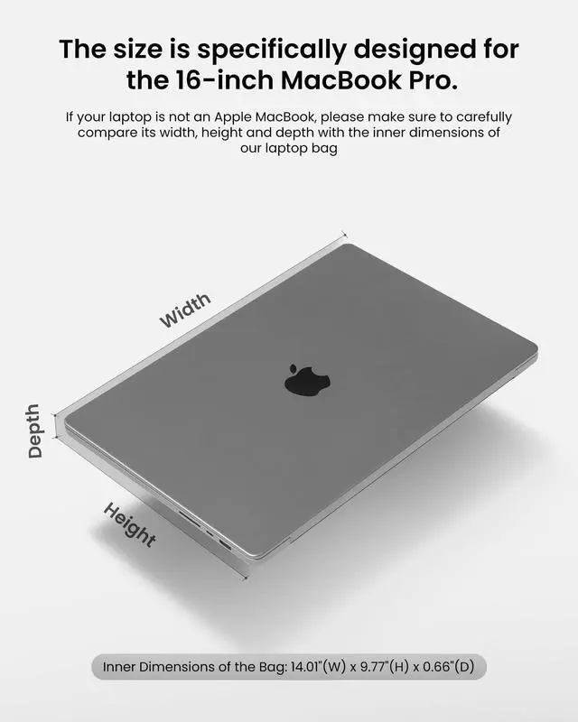Alt view image 2 of 5 - tomtoc 360 Protective Laptop Carrying Case for 16-inch MacBook Pro M4/M3/M2/M1 Pro/Max A3403 A3186 A2991 A2780 A2485 2024-2019, Dell XPS 16 Plus, Jumper 16-inch Laptop, Water-Resistant Sleeve Bag