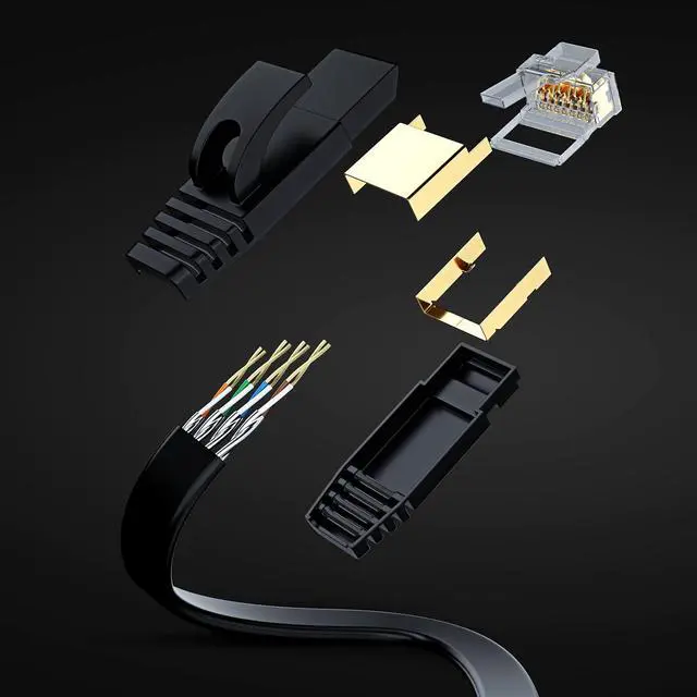 Alt view image 2 of 5 - Maximm Cable CAT7 Flat Ethernet Cable, 5 Pack (Yellow, 20ft) 10 Gbps, 600 MHz, Shielded RJ45 Gold Connectors Ultra-Thin Flexible Design for Home & Office Networking