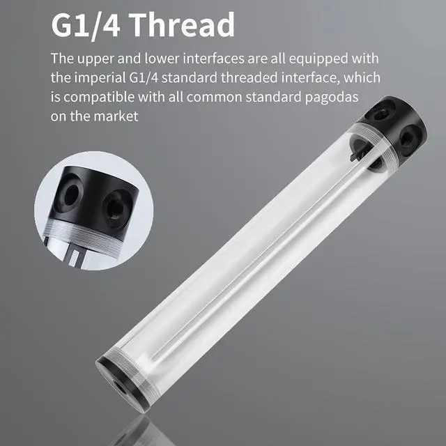 Alt view image 4 of 5 - Water Cooling Reservoir, PC Water Reservoir 300mm*50mm Diameter G1/4'' POM Cylindrical CPU Water Cooler Reservoir System Heat Sink Kit Cooling Acrylic Water Reservoir for PC