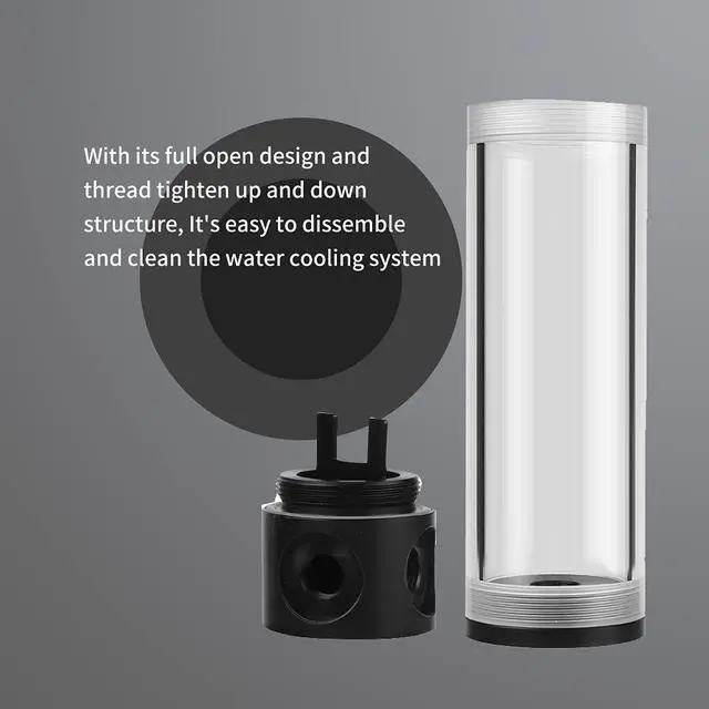 Alt view image 5 of 5 - Water Cooling Reservoir, PC Water Reservoir 300mm*50mm Diameter G1/4'' POM Cylindrical CPU Water Cooler Reservoir System Heat Sink Kit Cooling Acrylic Water Reservoir for PC