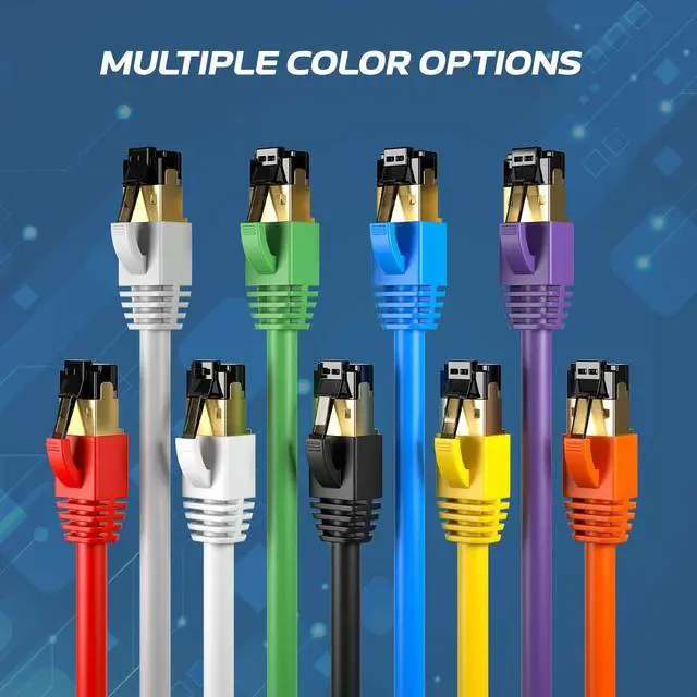 Alt view image 5 of 5 - Cables Direct Online Cat8 Blue 50FT SFTP Ethernet Patch Cable 40Gbps 2000Mhz Connection 26AWG Shielded Copper RJ45 Connectors for Modems, Routers, Networks