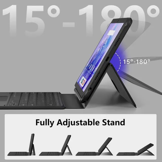 Alt view image 2 of 5 - UMIDIGI Keyboard Case for Active T1 Tablet, Active T1 Tablet Keyboard Case with Easy-Set Magnetic Stand, Large Precision Trackpad, Removable Case - Black