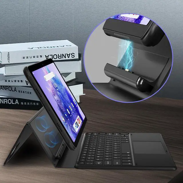 Alt view image 3 of 5 - UMIDIGI Keyboard Case for Active T1 Tablet, Active T1 Tablet Keyboard Case with Easy-Set Magnetic Stand, Large Precision Trackpad, Removable Case - Black