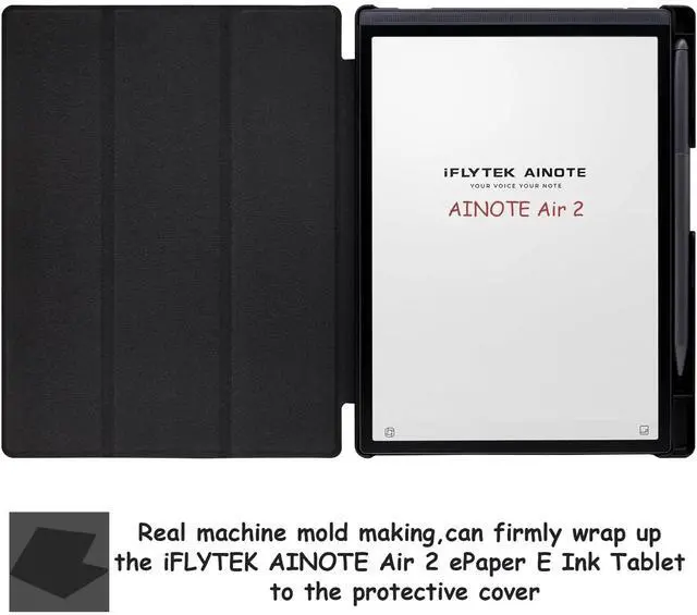 Alt view image 2 of 5 - GOVTVA Protective Folio Case for iFLYTEK AINOTE Air 2, Ultra-Thin Lightweight Trifold Protective Cover with Built-in Pen Holder Auto Sleep/Wake for AINOTE Air2 Tablet 8.2 inch (Cloth Black)