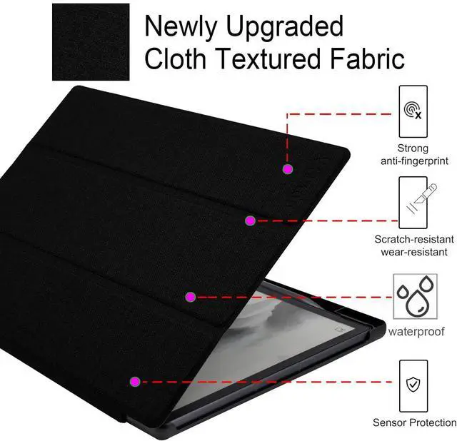Alt view image 3 of 5 - GOVTVA Protective Folio Case for iFLYTEK AINOTE Air 2, Ultra-Thin Lightweight Trifold Protective Cover with Built-in Pen Holder Auto Sleep/Wake for AINOTE Air2 Tablet 8.2 inch (Cloth Black)