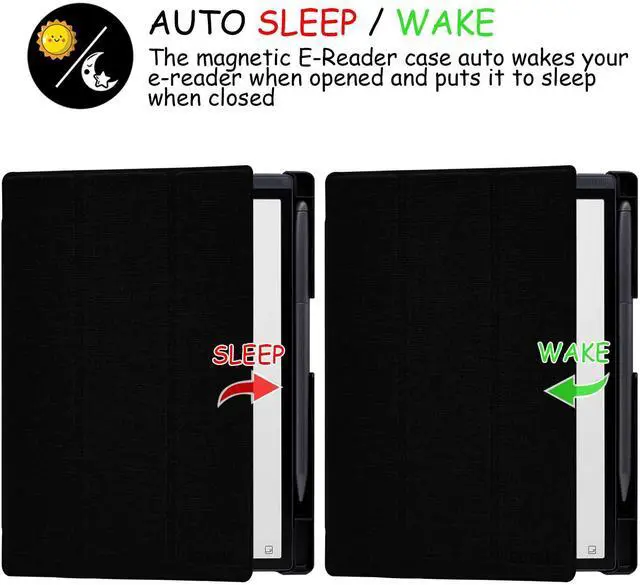 Alt view image 4 of 5 - GOVTVA Protective Folio Case for iFLYTEK AINOTE Air 2, Ultra-Thin Lightweight Trifold Protective Cover with Built-in Pen Holder Auto Sleep/Wake for AINOTE Air2 Tablet 8.2 inch (Cloth Black)