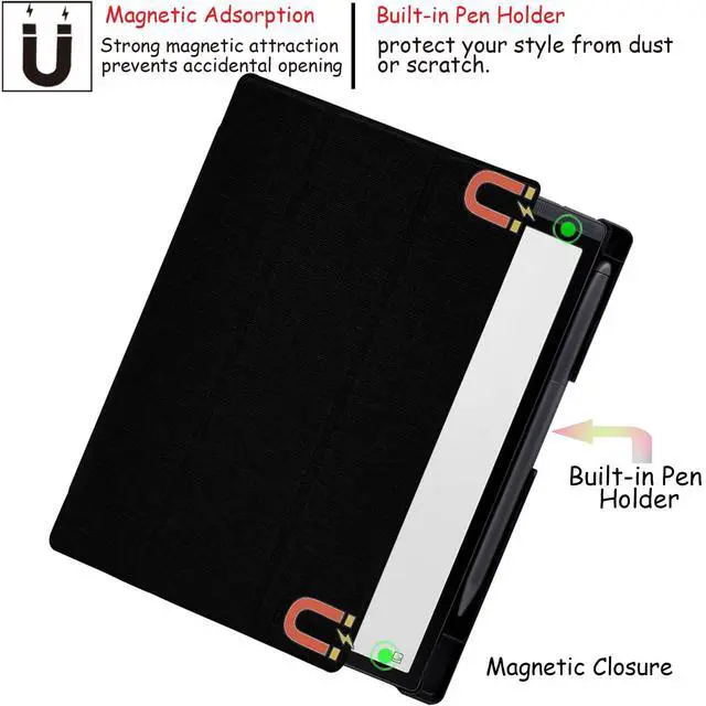 Alt view image 5 of 5 - GOVTVA Protective Folio Case for iFLYTEK AINOTE Air 2, Ultra-Thin Lightweight Trifold Protective Cover with Built-in Pen Holder Auto Sleep/Wake for AINOTE Air2 Tablet 8.2 inch (Cloth Black)