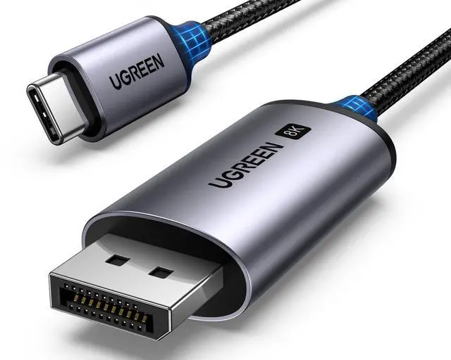Alt view image 2 of 5 - UGREEN USB C to DisplayPort 1.4 Cable 8K@60Hz 4K@240Hz Unidirectional Thunderbolt 4/3 to DP Cord Bundle 2Pack 4K DisplayPort to HDMI Adapter Unidirectional DP Male to HDMI Female