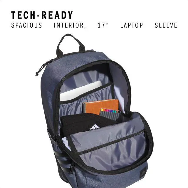 Alt view image 2 of 5 - adidas 3-Stripe Classic Backpack for Men and Women, Bag with Laptop Sleeve, Twill Onix Grey/Black/5.0, One Size