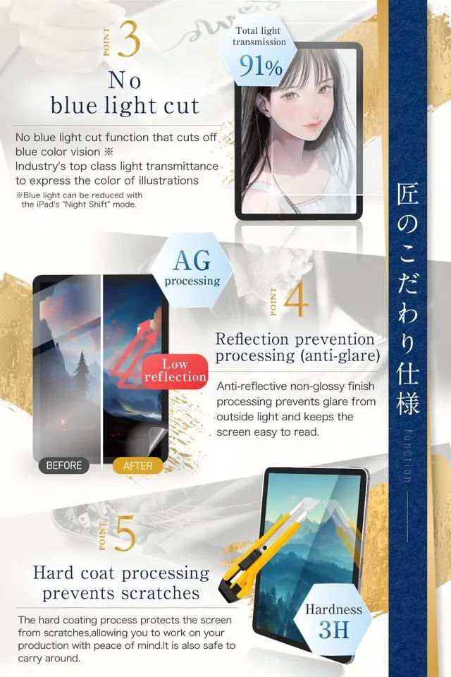 Alt view image 5 of 5 - 2 Pack Paperfeel Screen protector for iPad 10.9 inch 2025/2022 11th/10th generation Matte PET Film for drawing Anti-Glare