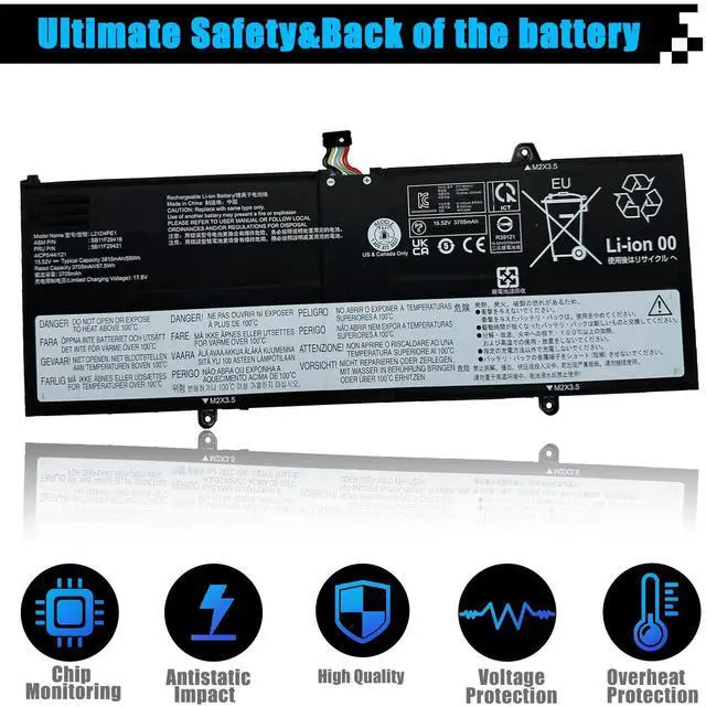 Alt view image 4 of 5 - AOMKA L21D4PE1 SB11F29418 5B11F29421Laptop Battery Replacement for Lenovo Yoga 6-13ABR8 83B2 Yoga 6-13ALC7 82UD L21C4PE2 5B11F29411 SB11F29412 L21M4PE2 SB11F29410 5B11F29414 15.52V 59Wh 3815mAh