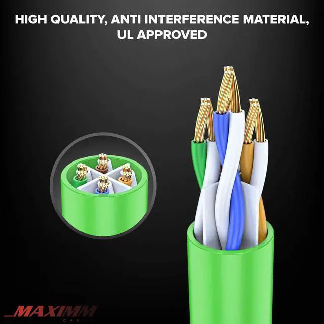 Alt view image 2 of 5 - Maximm Cat 6 Ethernet Cable 8 Ft, 100% Pure Copper, Cat6 Cable (10 Pack) LAN Cable, Internet Cable, Patch Cable and Network Cable - UTP (Green) 8 Feet