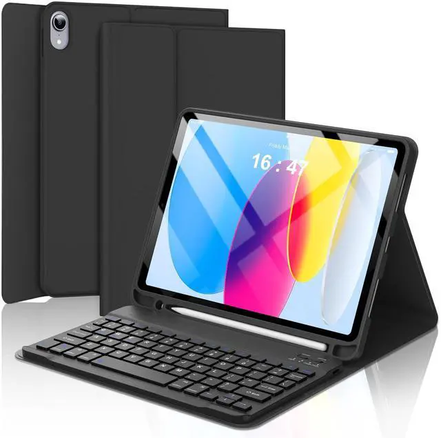 Main image of FOGARI for ipad 10th 11th Generation Case with KeyboardWireless Detachable Folio Keyboard Cover with Pencil Holder for iPad 11-inch A16 2025 10th Gen 10.9 Inch 2022, Black