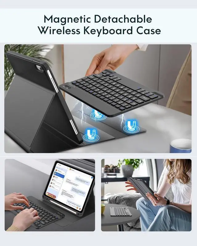 Alt view image 5 of 5 - FOGARI for ipad 10th 11th Generation Case with KeyboardWireless Detachable Folio Keyboard Cover with Pencil Holder for iPad 11-inch A16 2025 10th Gen 10.9 Inch 2022, Black