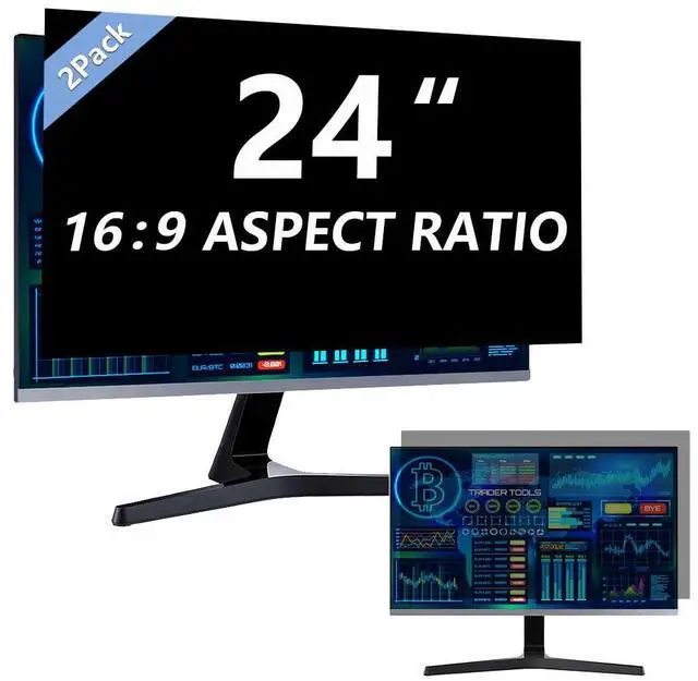 Main image of Halloive 2 Pack Computer Privacy Screen 24 Inch for 16:9 Widescreen Monitor, Removable Eye Protection Anti Glare Blue Light Computer Screen Privacy Shield, Anti Spy Screen Protector Film