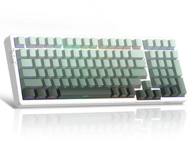 Main image of MageGee LIGHT100 Wireless Creamy Keyboard, Gasket Structure Hot Swappable, 2.4G/USB-C/BT5.0 RGB Backlit Mechanical Gaming Keyboard for Win/Mac/PC, 8000mAh Battery, Side Printed PBT Keycap, Green