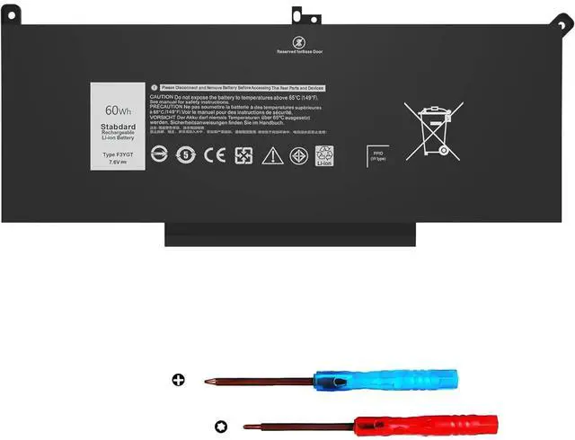 Main image of YOBVTBF F3YGT Laptop Battery 7480 Battery 7490 Battery for Dell Latitude 7280 7290 7380 7390 7480 7490 12 7000 13 7000 P29S002 14 7000 P73G002 Series DM6WC 2X39G KG7VF 451-BBYE 453-BBCF 60WH 7.6V